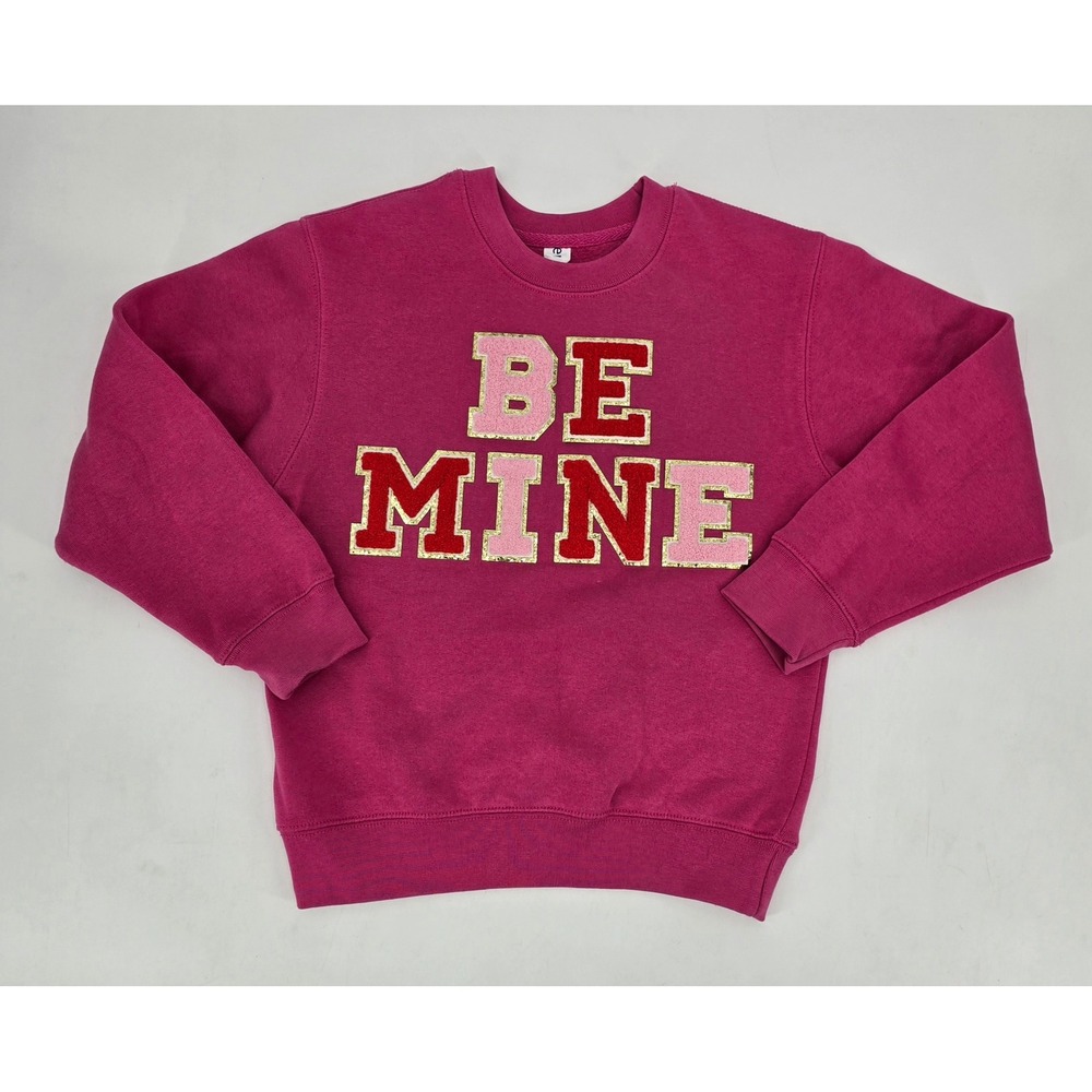 Boutique Be Mine Pink Chenille Varsity Sweatshirt Youth Small Valentine